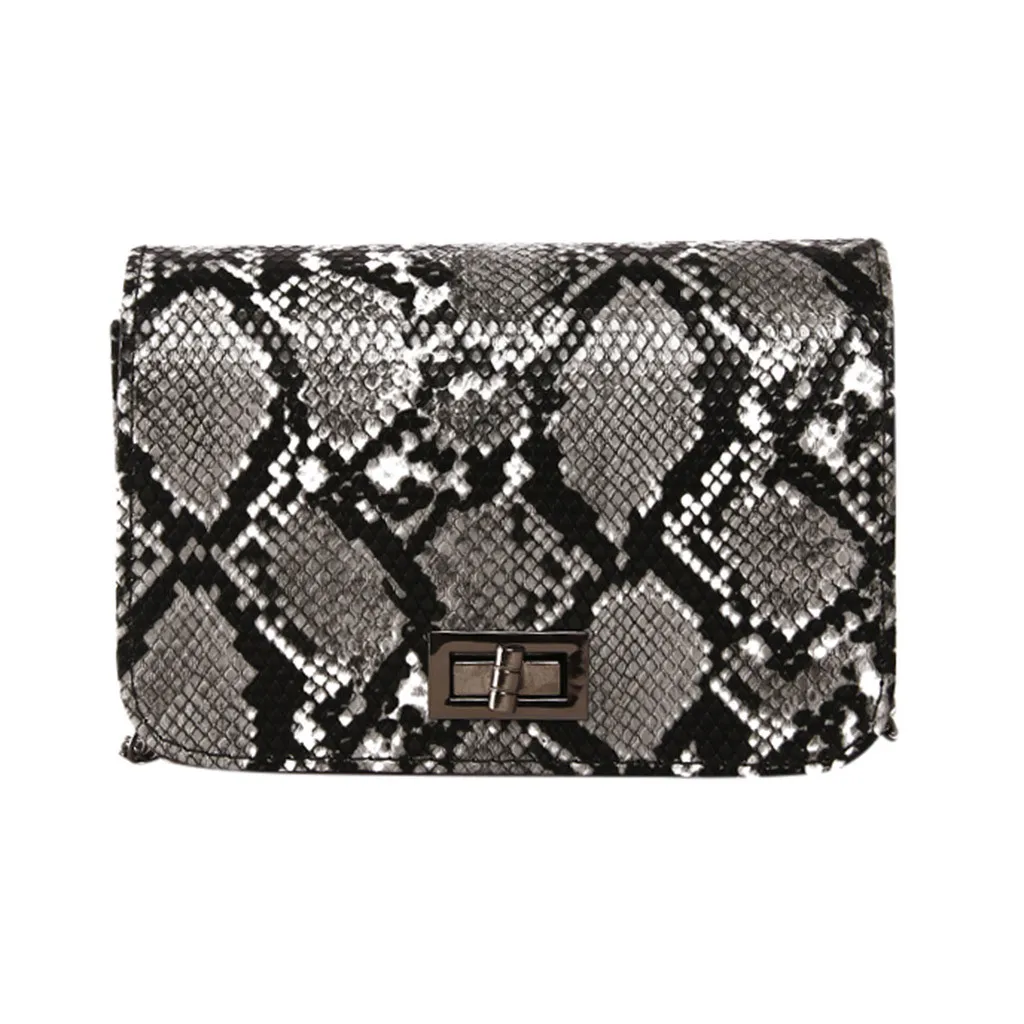 25# роскошные сумки женские сумки дизайнерские змеиные маленькие квадратные сумки через плечо дикие девушки змеиный принт сумка через плечо - Цвет: Black