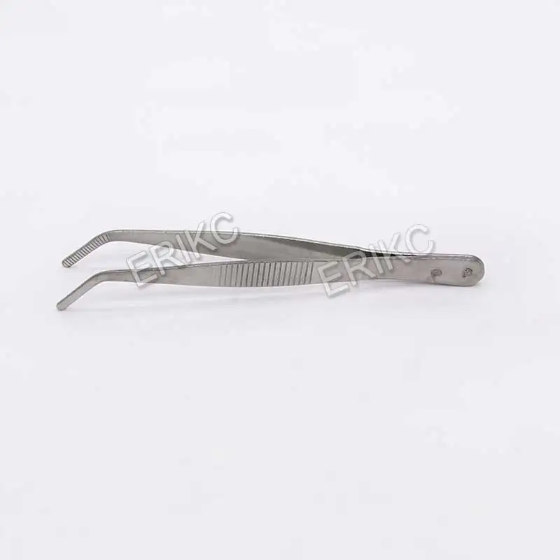 ERIKC Diesel Injector Spare Parts Shims Gasket Stainless Steel Tweezers Maintenance Tools, Curved Straight Tweezers Repair Tools (1)