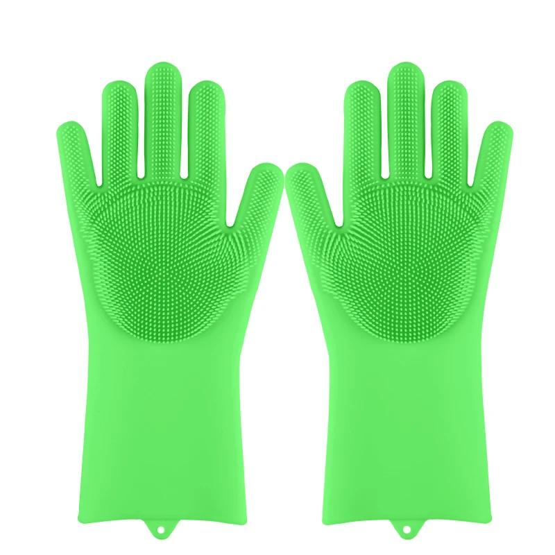 Силиконовые Волшебные блюдо моющиеся перчатки Многоразовые моющиеся перчатки для мытья посудомоечной машины силиконовые моющиеся перчатки резиновые перчатки для бытовой мытья автомобиля - Цвет: Greent