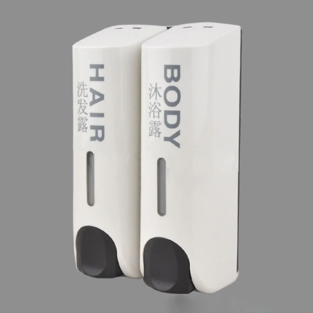 350ml×2 дозатор для дома, отеля, ванной комнаты, душевой комнаты, настенный дозатор для лосьона, дезинфицирующее средство для рук, дозатор - Цвет: white