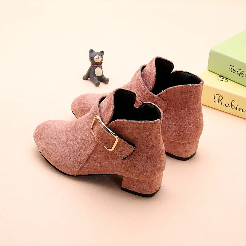 JUSTSL ботинки для девочек осень-зима детская маленьких размеров на высоком каблуке; туфли принцессы Детские модная обувь Размеры 27-37