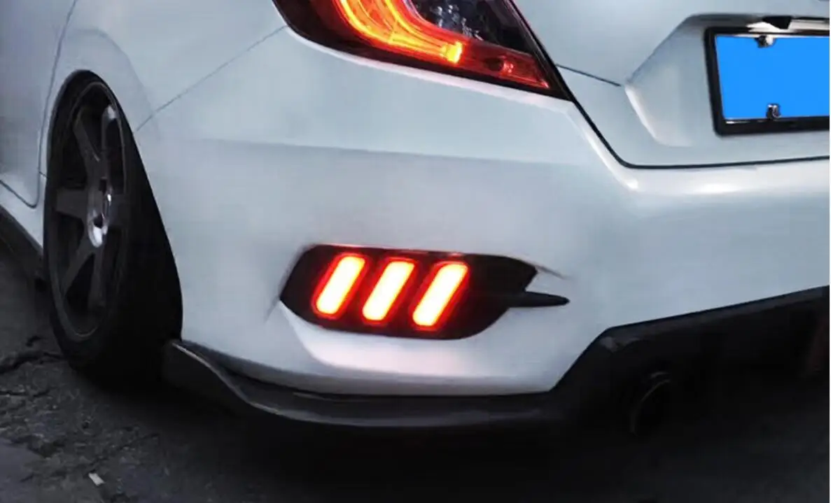 2 шт. отражатель заднего бампера для Honda Civic задний фонарь для вождения тормозные огни противотуманные фары