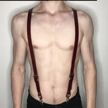 Мужской из искусственной кожи нагрудный ремень для тела панк готический металлическая пряжка БДСМ костюм бандаж сексуальный гей клуб рейв ремни укороченный топ ремень Топ