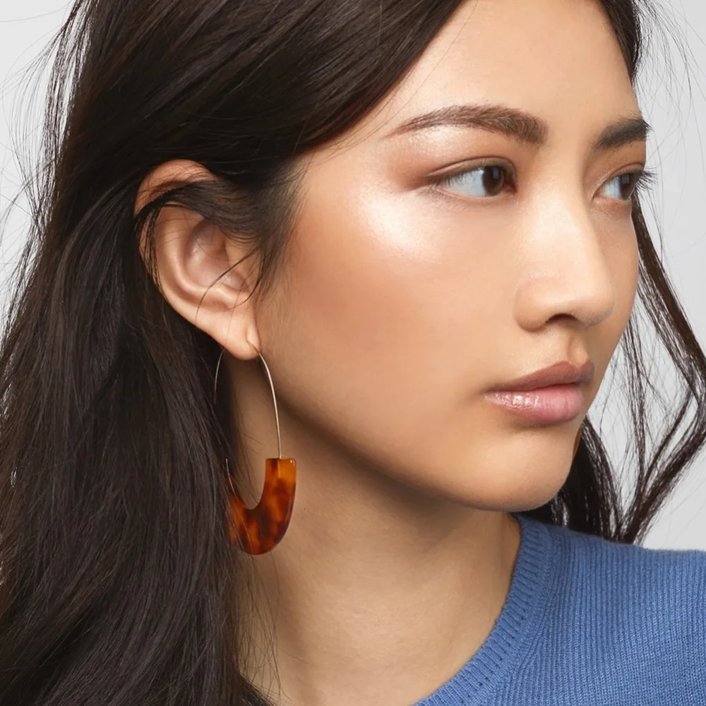 Best lady Bohemian Brown Resin ZA Stud Earrings Wedding Gifts New Layer Simulated Pearl Statement Earrings for Women Accessories