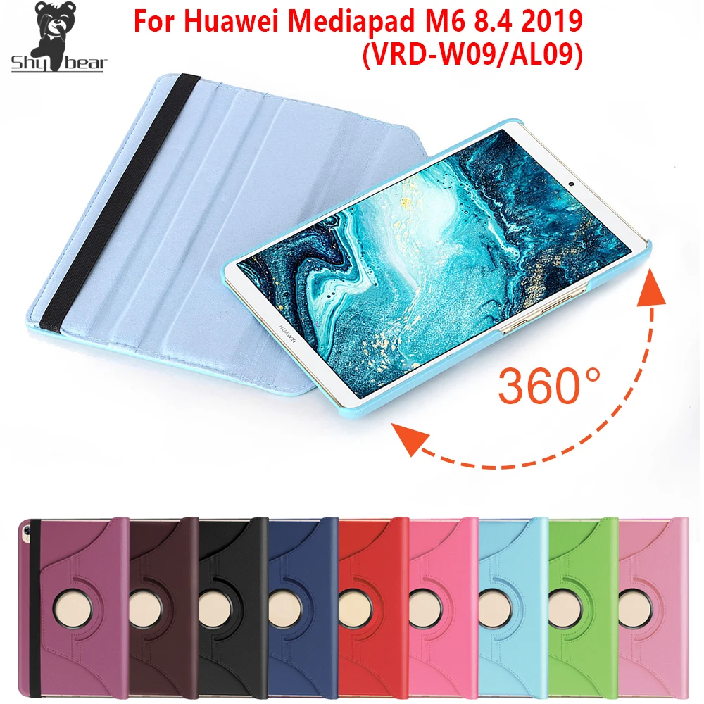 

360 Rotating Case for 2019 Released Huawei Mediapad M6 8.4 Inch Stand Cover PU Leather Case for VRD-W09/AL09