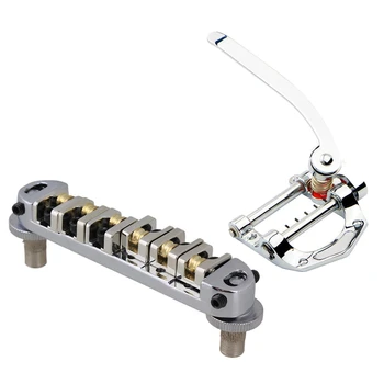 

Roller Saddle Bridge with Posts and Spanner for Electric Guitar Silver & Guitar Vibrato Tailpiece Tremolo Flat Top Body Tremolo