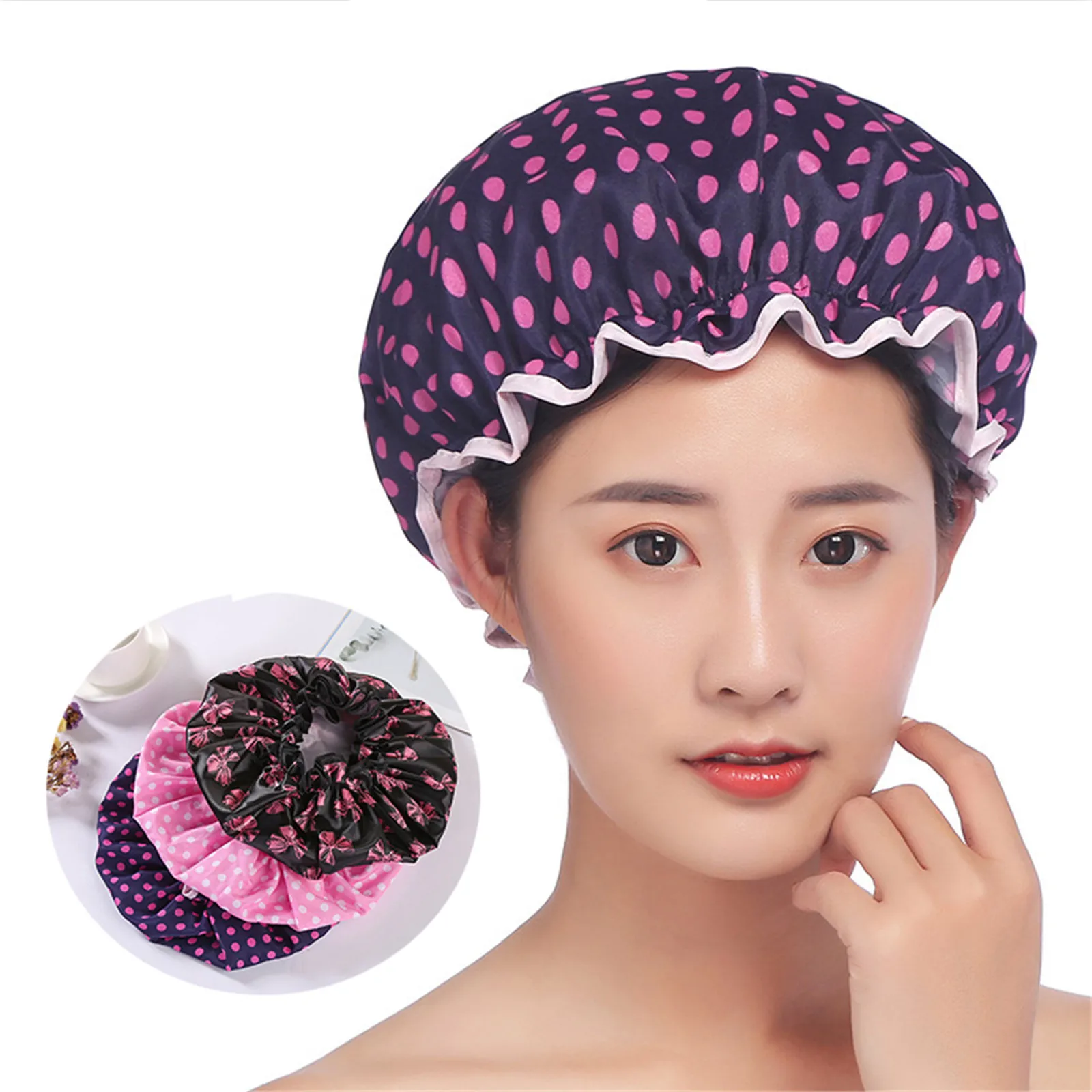 3PK Satin Bonnet Silk Night Sleep Cap Hair Head Covers, Wide Elastic Band  Colors