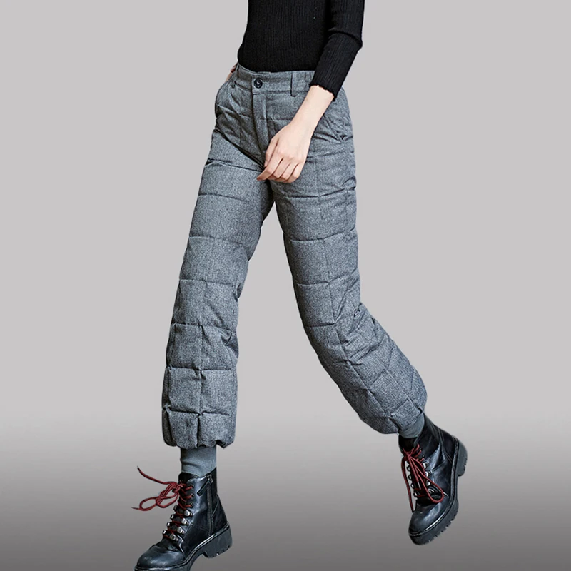 Новинка зимы, Женские однотонные длинные штаны с высокой талией, пуговицами и карманами, плотные и теплые штаны, повседневные шаровары B99702K