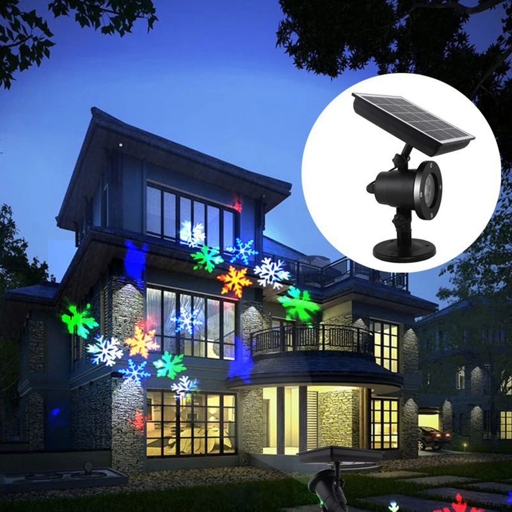 Solar powered LED Laser Projector Moving Snowflake Disco Light Waterproof Christmas Stage Lights Outdoor Garden Landscape Lamp