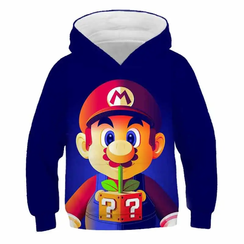 Sping Autumn Cartoons 3d Mario Bros Fashion Casual Boys Girls Hoodie/sweatshirts Birthdagift For 4-14 Years Children |