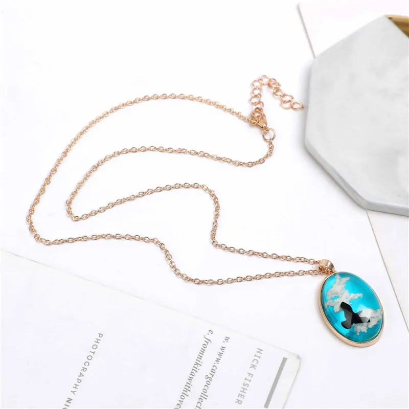 Nature Blue Sky White Cloud Resin Transparent Ladies Necklace Jewelry And Accessories Gift Choker Mujer Collares De Moda 2019 | Украшения и