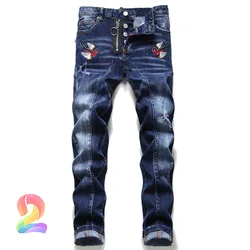 Dsq Jeans de alta calidad para hombre, pantalones vaqueros con personalidad, informales, DSQ2