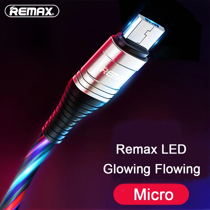 Remax светодиодный светящийся кабель type C USB кабель для передачи данных кабель для быстрой зарядки Micro для iPhone samsung huawei xiaomi LG - Цвет: Micro
