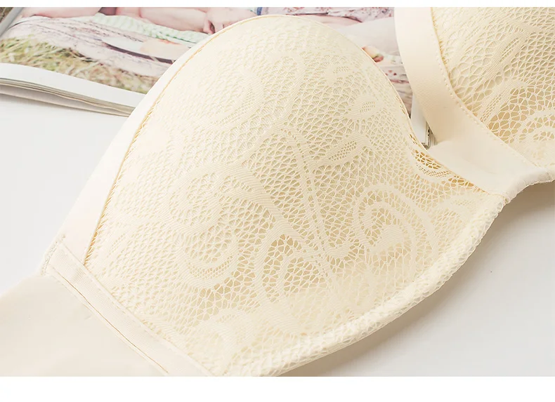 Сексуальные кружевные невидимые бюстгальтеры для женщин, бюстгальтер без бретелек, пуш-ап, открытая спина, нижнее белье, 1/2 чашки, бюстгальтер без косточек, бесшовный бюстгальтер, женское нижнее белье