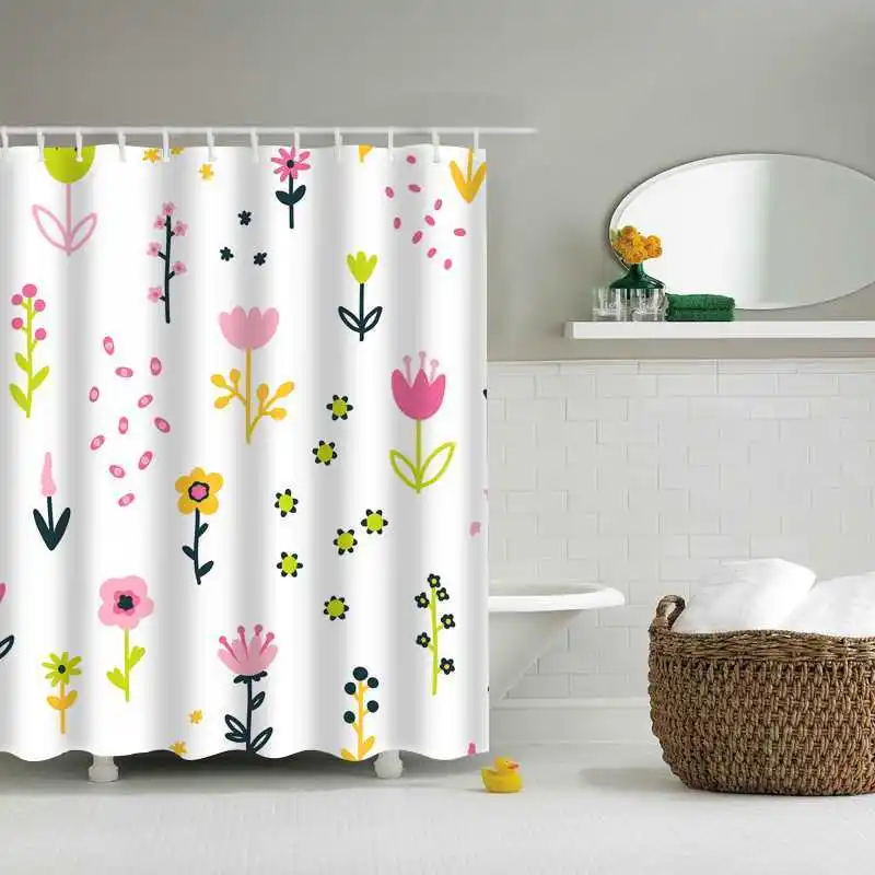 Eenvoudige Groene Plant Douchegordijn Badkamer Gordijn Blad Bloem