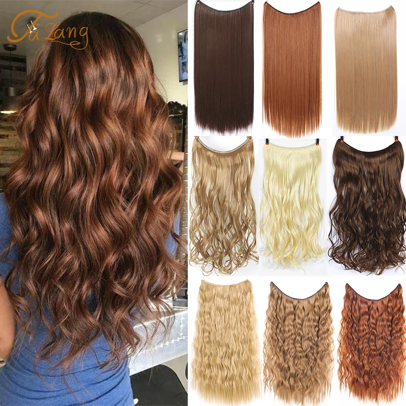Talang nenhum grampo em extensões de cabelo reto invisível ombre bayalage sintético natural escondido segredo fio cinza rosa