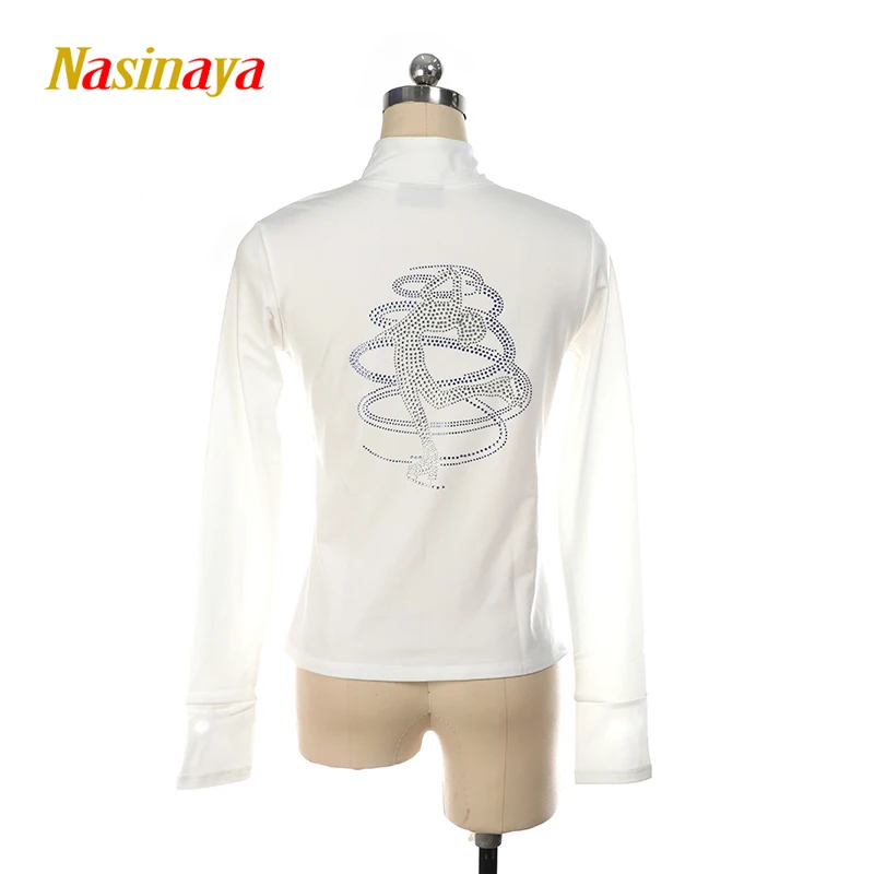 Rhythmic Gymnastics Figure Skating Competition Training Jacket Women Long Sleeve Zipper Top Patinaje Shiny Rhinestone