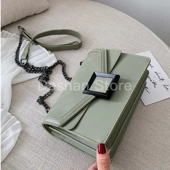 

Matcha green PU Leather design Crossbody 2019 Women Chain Handbag small bag Hand Ladies Designer Evening