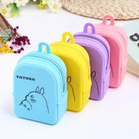 Candy Color Cartoon Totoro Mini Schoolbag Coin Purse Action Figure Rubber Wallet Small Bag doll toy gift for boys girl