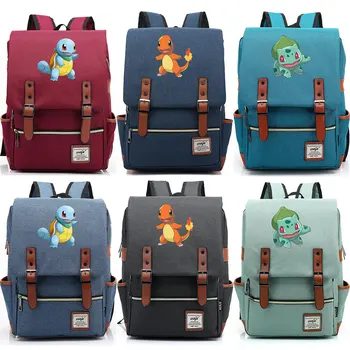 

New Squirtle Charmander Printed Boy Girl Kids Student School bags Teenagers Canvas Women Bagpack Men Laptop Backpack Travel Bag