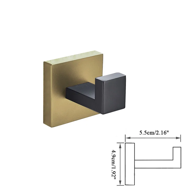 Набор аксессуаров для ванной, черный крючок для халата, вешалка для полотенец, барная полка, держатель для бумажной ткани, держатель для зубной щетки, аксессуары для ванной комнаты - Цвет: Robe Hook A