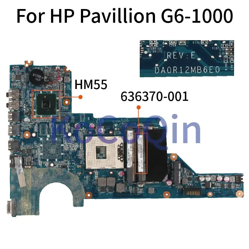 Placa-mãe para Laptop para hp Pavillion Mainboard g6 G41000 G6-1000 Hm55 636370001 636370501 Da0r12mb6e0 Da0r12mb6e1 R12