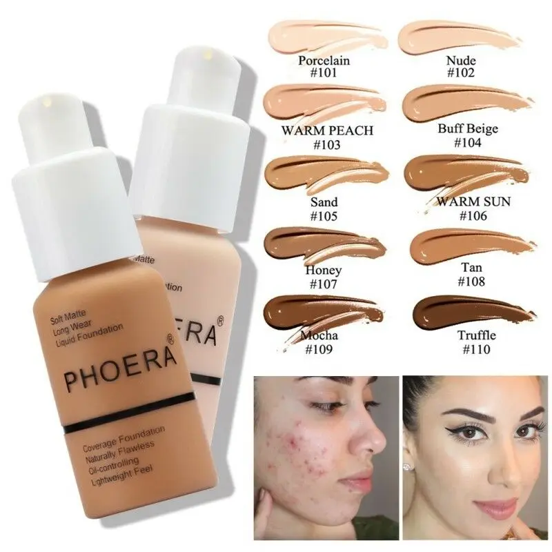 Phoera 30ml Gesicht Foundation Basis Make-Up matter Concealer flüssige Foundation Creme Kosmetik