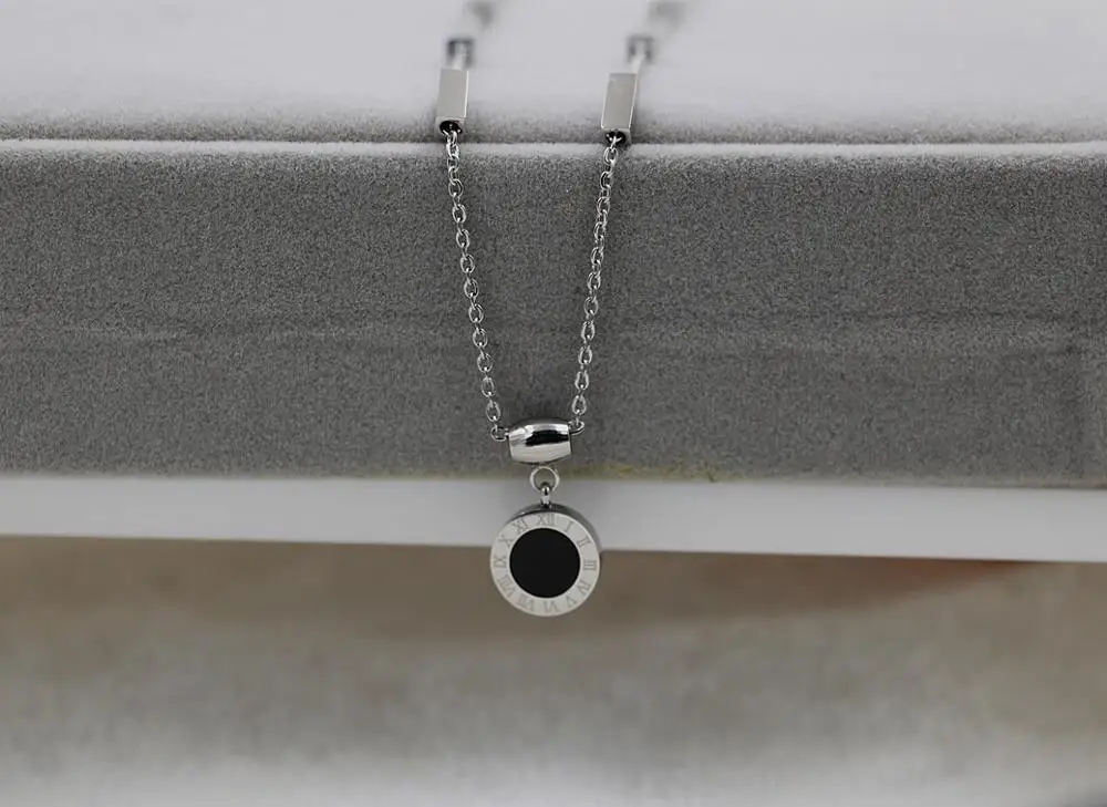 silver YUN RUO, двухстороннее ожерелье с кулоном в римском стиле, розовое золото, цвет, мода, титановая сталь, Женские Ювелирные изделия, никогда не выцветают, Прямая поставка - Окраска металла: silver