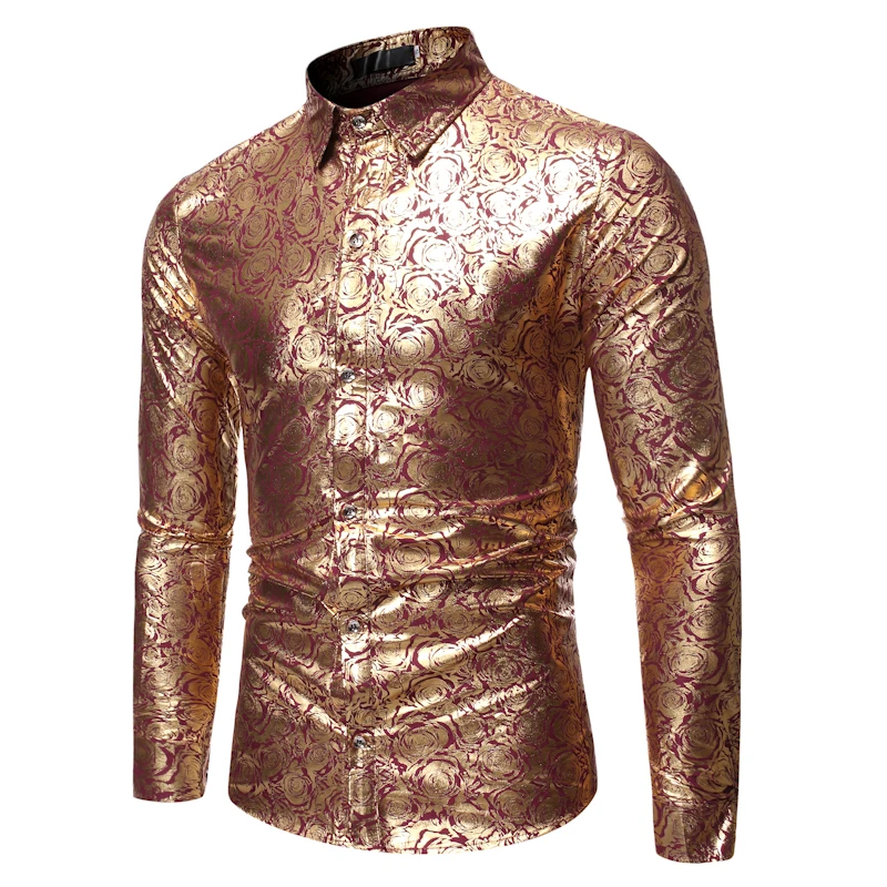 Осенняя и зимняя рубашка новая мода Джокер, горячая штамповка украшения, повседневная мужская рубашка с лацканами и длинными рукавами с