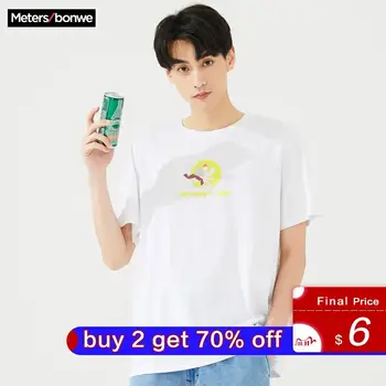 

Metersbonwe Men Cotton T-shirt 2020 New Summer Short Sleeve T-Shirt Cartoon printing O-Neck Men trend Leisure Tops 618032