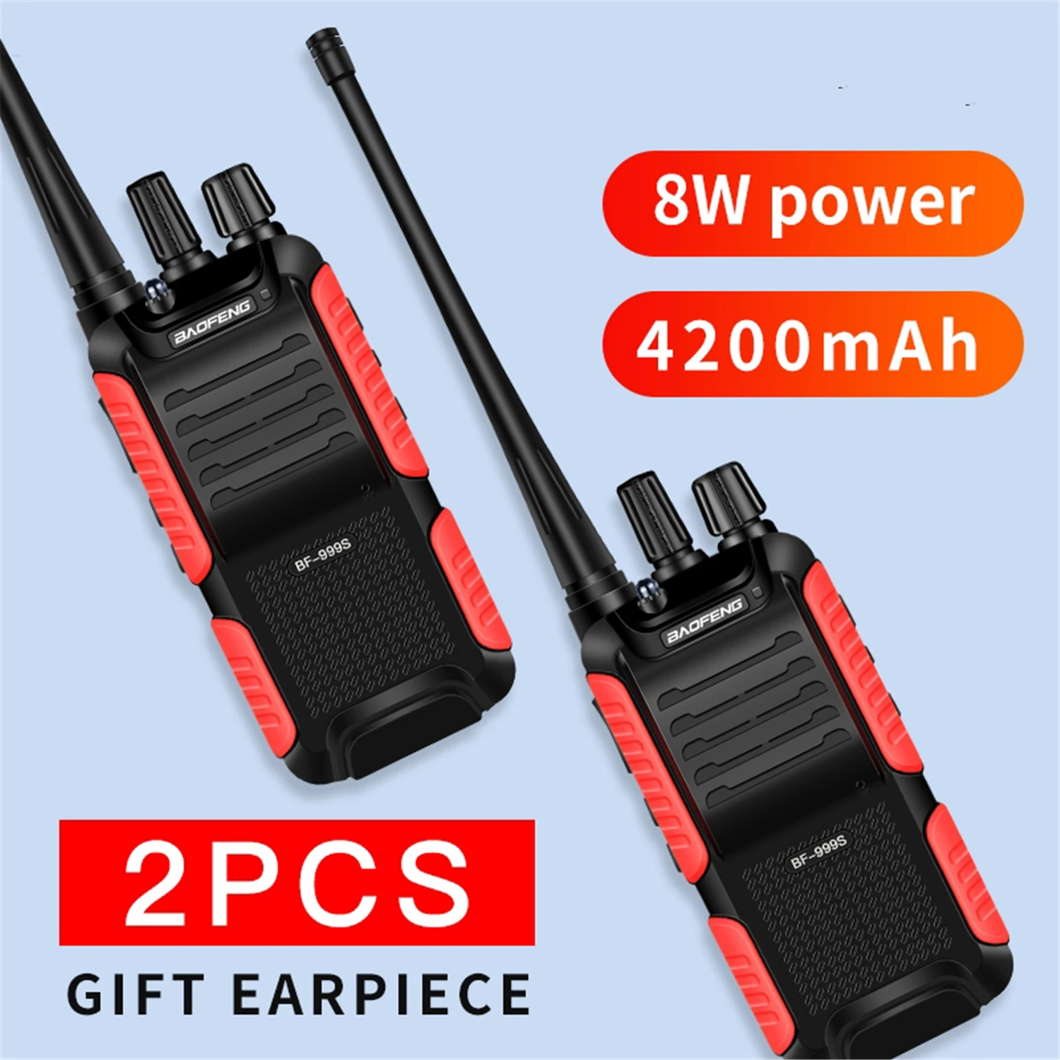 2pcs/lot BF-999S Walkie Talkie Baofeng 8W /5W 4200mAh Transceiver Portable Two Way Radio Upgrade BF-888s 2pcs/lot BF-999S Walkie Talkie Baofeng 8W /5W 4200mAh Transceiver Portable Two Way Radio Upgrade BF-888s