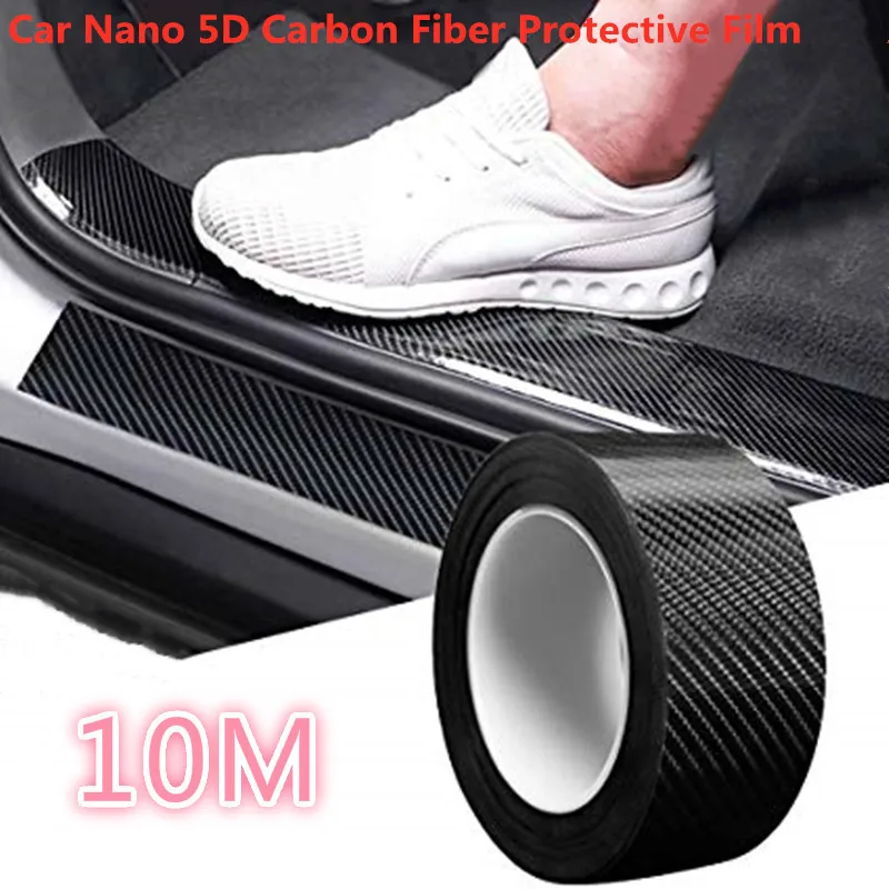 

Car Door Sill Protector Bumper Protector Carbon Fiber Car Wrap Film 5D Gloss Automotive Wrap Film Self-Adhesive Anti-Collision