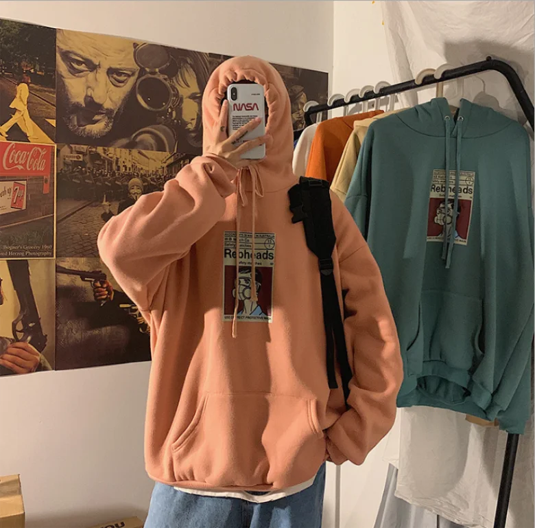 Pink Harajuku, Женская толстовка большого размера, Осень-зима, уличная одежда, флисовый пуловер с капюшоном, топы, модные хлопковые толстовки с длинным рукавом - Цвет: Pink
