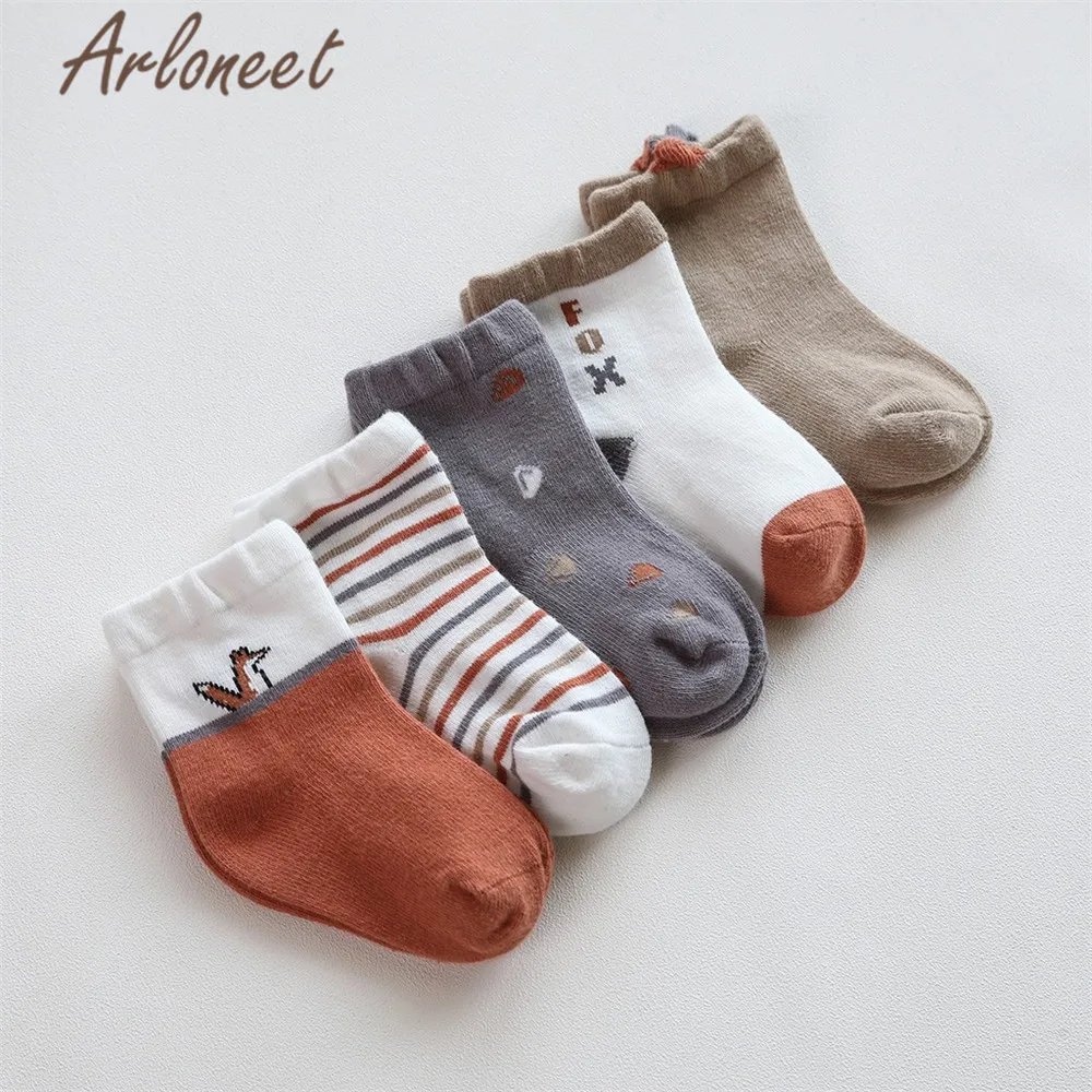 ARLONEET/Носки для новорожденных нескользящие носки для девочек и мальчиков, 5 шт. в комплекте, Детские хлопковые носки для девочек, осенне-зимние носки для мальчиков, кроссовки