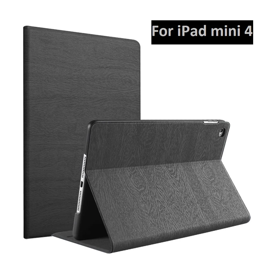 Чехол в стиле ретро с текстурой древесины для iPad mini 4 Магнитный умный