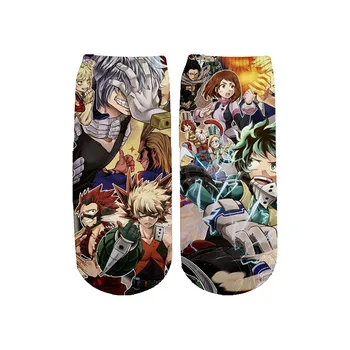 

Tessffel Drop shipping Hot Anime Cartoon My Hero Academia funny harajuku 3D full Print Women/men/boy/girl short ankle socks s-6