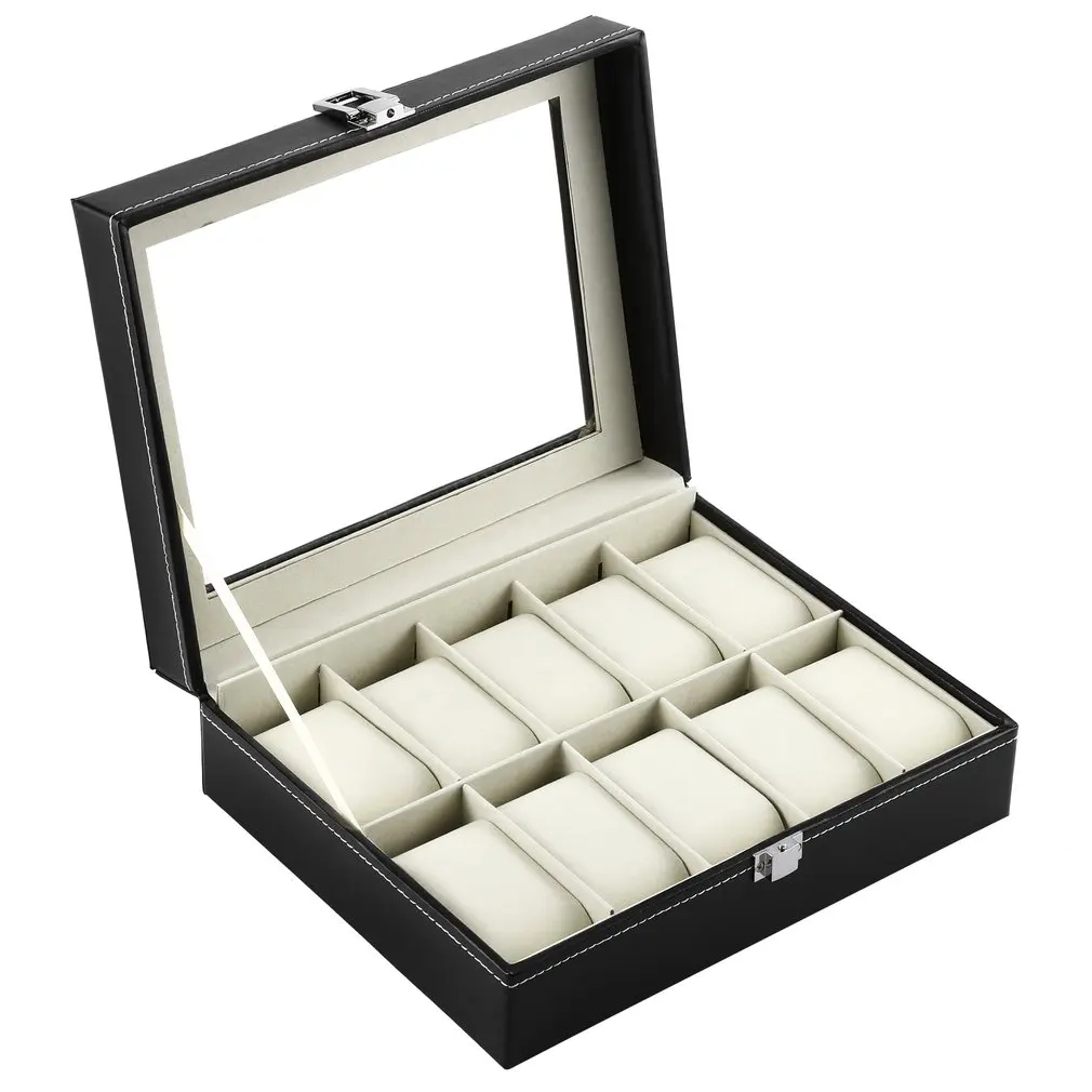 OUTAD прямоугольник 10 сетки PU кожаный ящик для часов органайзер для хранения ювелирных изделий Часы Дисплей Держатель шкатулка роскошные