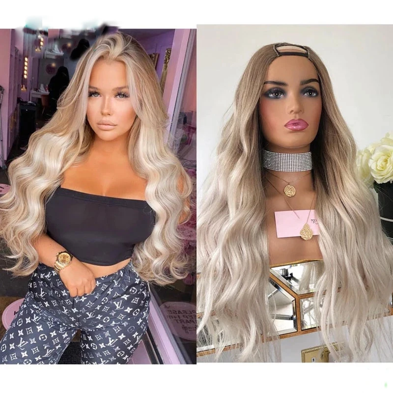Light-Blonde-Human-Hair-Wig-Ombre-Brown-Wigs-for-Women-2x4-U-Part-Wig-Malaysian-Wavy.jpg_Q90.jpg_