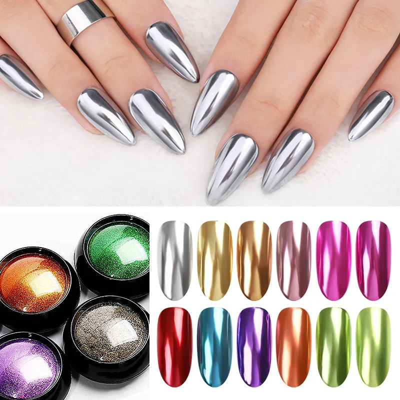 

1 Box Nail Chrome Pigment Nail Shimmer Powder Shining Rose Gold Metal Mirror Effect Holographic Dust Nail Art Decoration