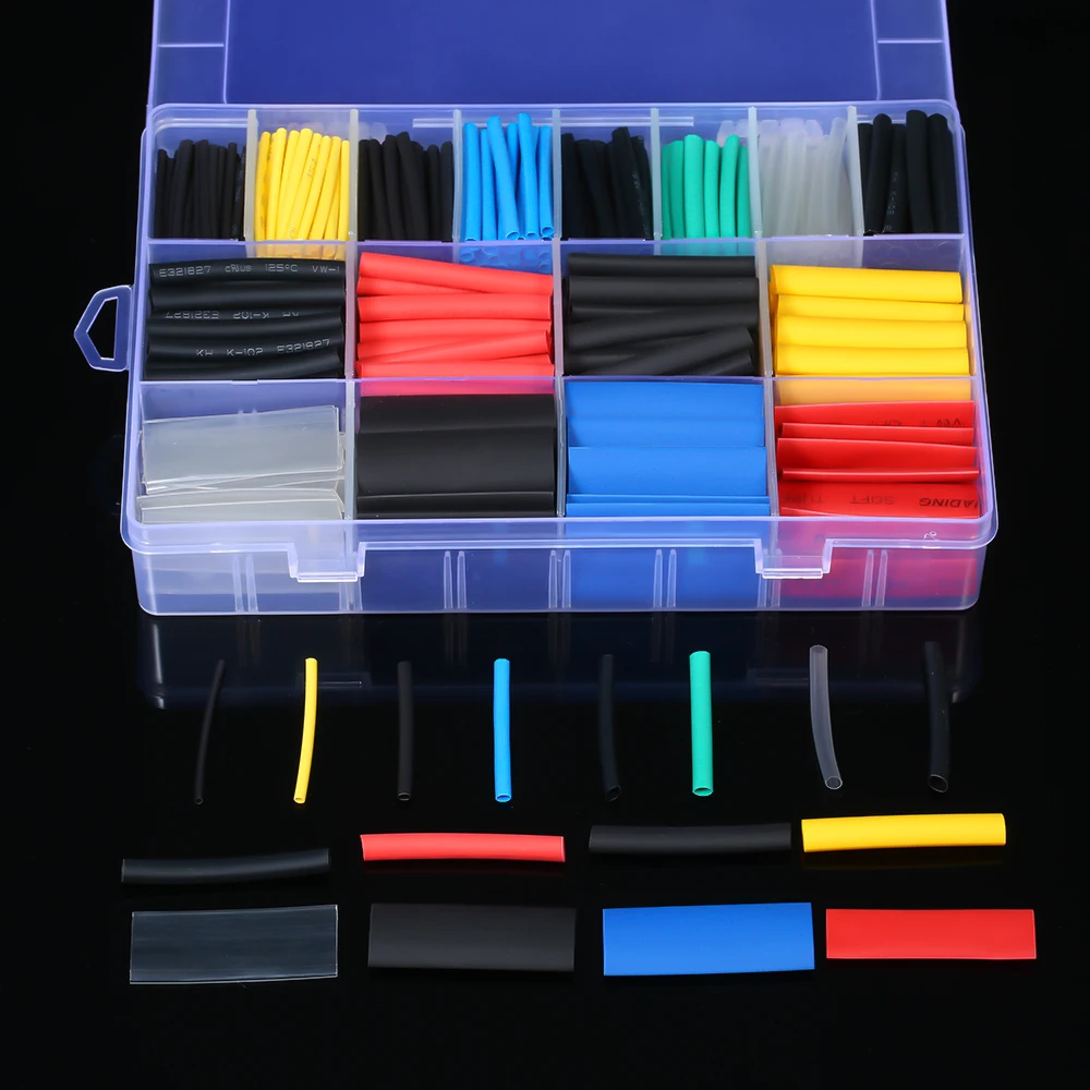 

580PCS Assorted 2:1 Polyolefin heat shrink tube Tubing Tube Halogen-Free cable sleeve Sleeving Wrap Wire Cable Kit