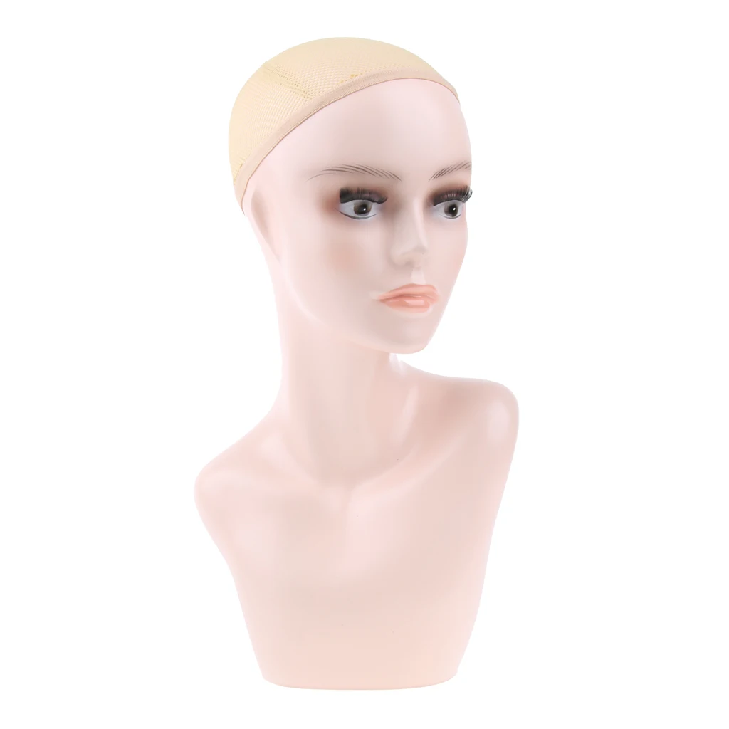 1 Piece Bald Female Mannequin Head, Scarf Hat Cap Wigs Glasses Display Model Head With Wig Net Cap, White Skin