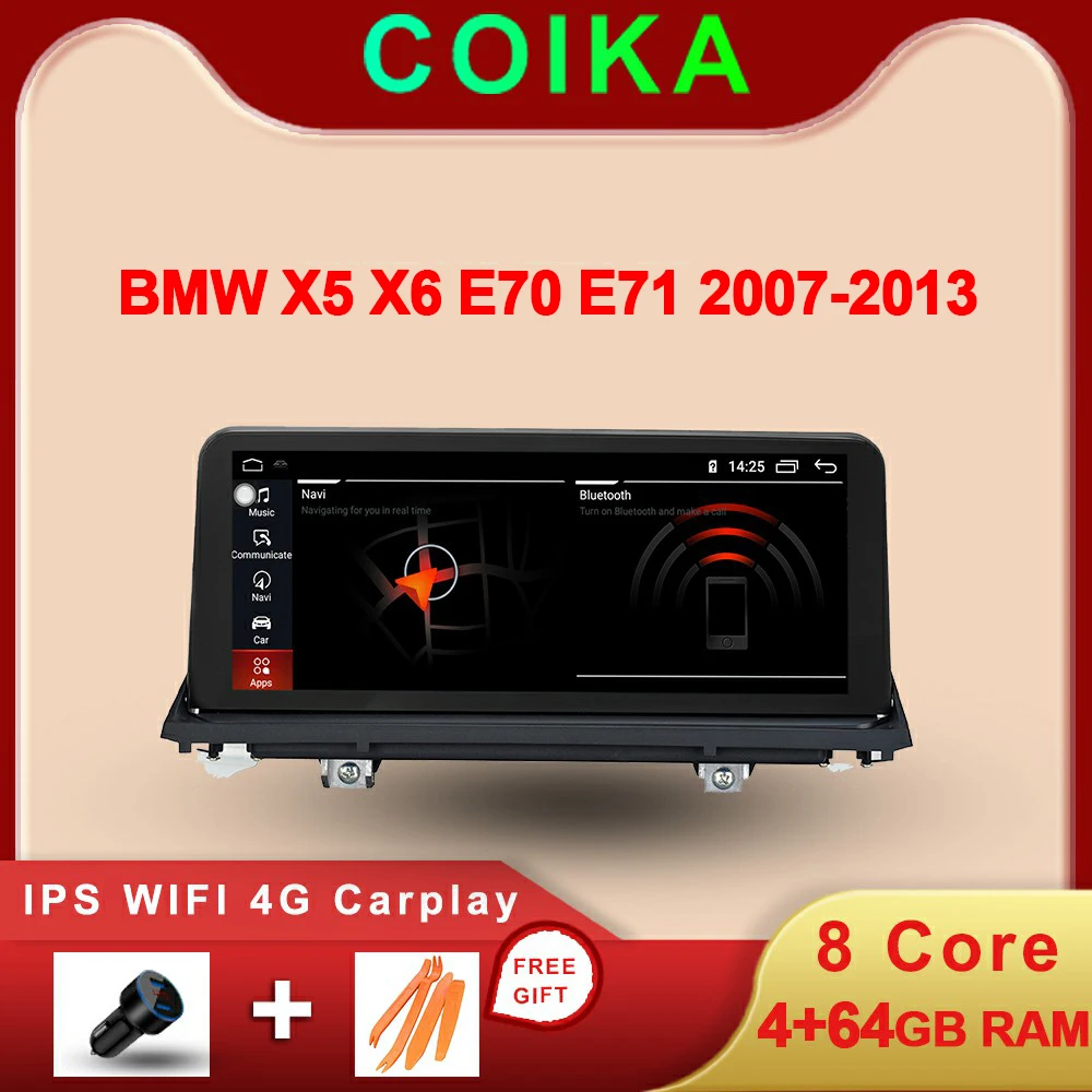 Автомагнитола для BMW X5 E70 X6 E71 2007-2013 4 + 64 Гб ОЗУ Android IPS Touch BT Wi-Fi Google GPS Carplay 4G LTE 8 ядер |