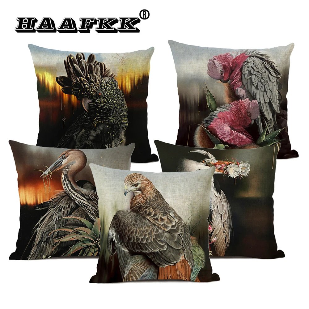 

Beautiful Animal Pattern Series Cushion Cover Eagle Pattern Pillow Linen 45x45cm Living Room Sofa Decorative Pillow
