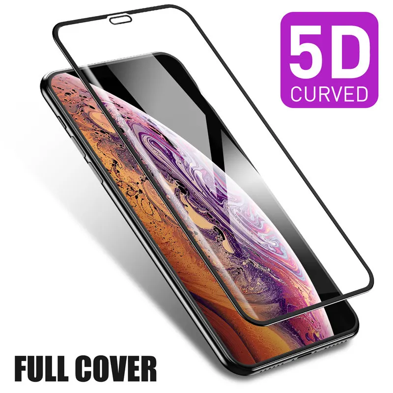 5D Защитное стекло для iPhone 7 6 6S 8 Plus закаленное X XS Max XR Защита экрана стеклянная