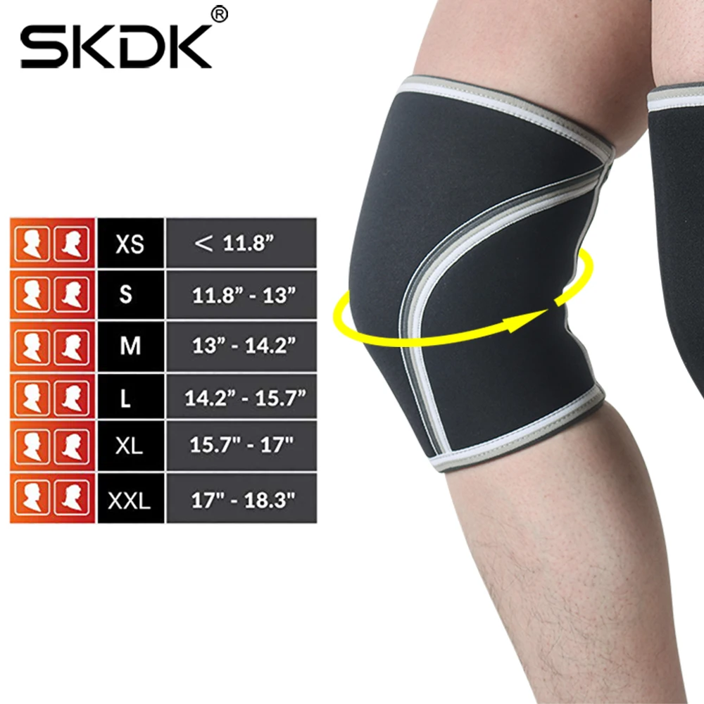 SKDK 1 пара 7 мм неопрен колено рукав Тяжелая атлетика приседания Powerlifting компрессионные Локоть рукава теннис кросс тренировка наколенники