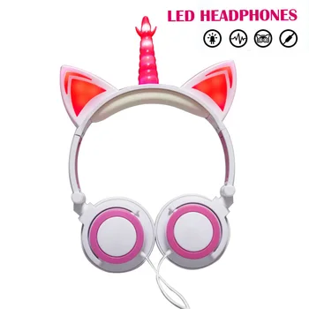 

Portable unicorn head-mounted music sports luminous headphones