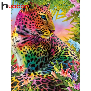 

Huacan Full Square/Round Diamond Painting Leopard 5D DIY Diamonds Embroidery Animal Decorations Home Handicraft