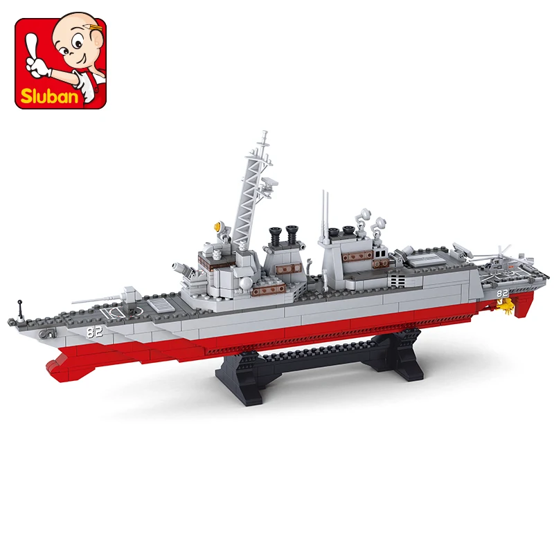 

615Pcs Military NAVY Destroyer Chaser Warship Battleship Model Bricks ARMY Building Blocks Sets Educational Toys Christmas Gifts