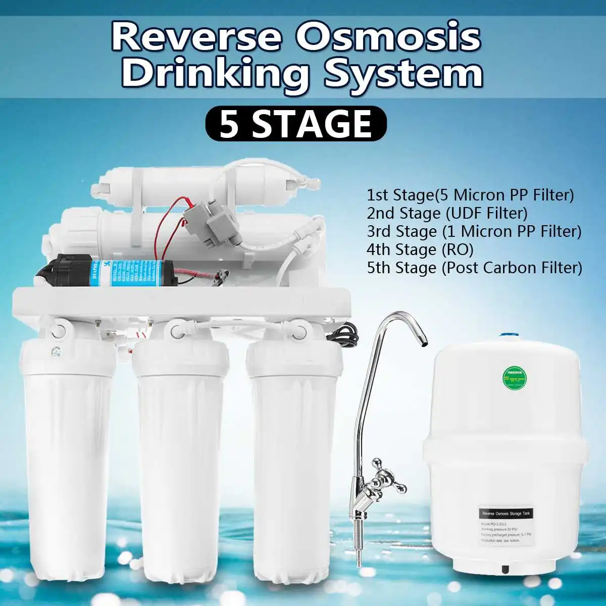 5 Stage Drinking RO Reverse Osmosis System Water Filter Kitchen Water Purifier Filters Membrane System Filtration With Faucet|Water Filters| - AliExpress