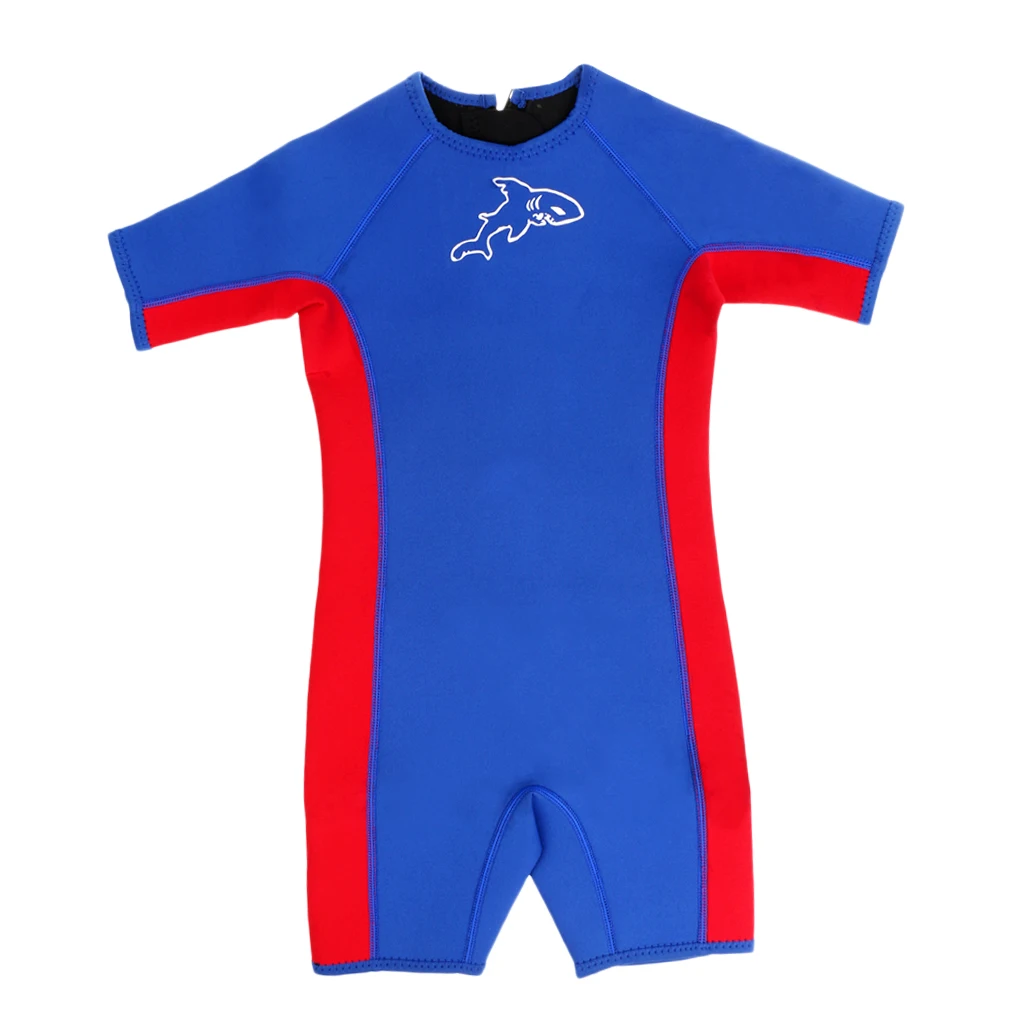 Short Sleeve One Piece Swimsuit Wetsuit, UPF 50+ Protection Rashguard Blue Boys for Children Toddler 
